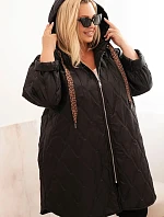 Dámská bunda Plus Size prošívaná s kapucí a nápisem HOPE černá
