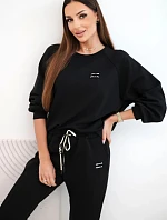 Dámský komplet z viskózy s mikinou a kalhotami máslový černý