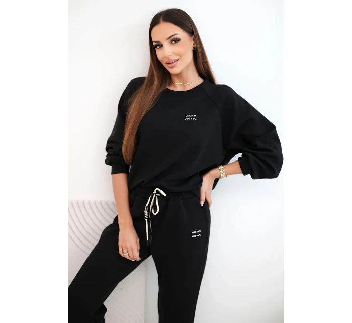 Dámský komplet z viskózy s mikinou a kalhotami máslový černý Dámský komplet z viskózy s mikinou a kalhotami máslový černý