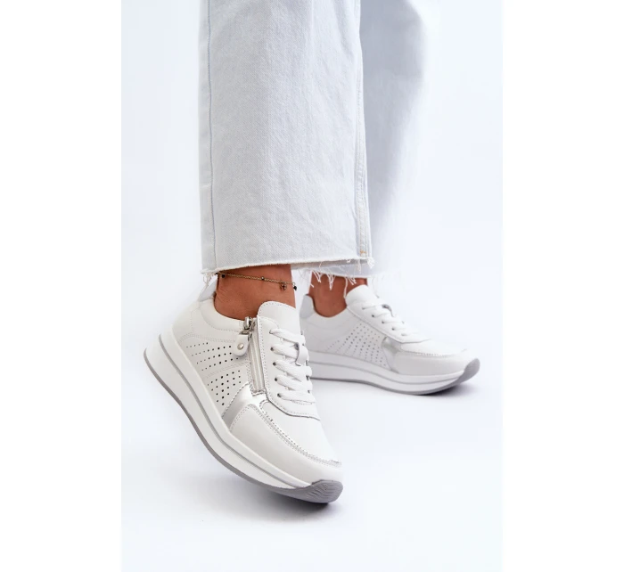 Dámské kožené tenisky na platformě bílé ligustr Dámské kožené tenisky na platformě bílé ligustr