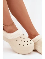 Pěnové dámské pantofle s kožešinou béžové model 21772602 - Boto