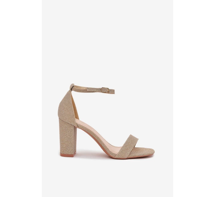 Lesklé sandály na podpatku Kavina – zlaté Lesklé sandály na podpatku Kavina – zlaté
