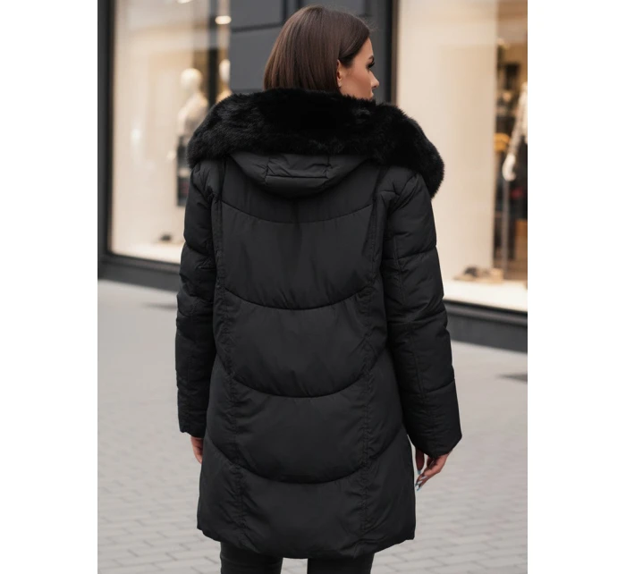 Dámská zimní bunda dlouhá prošívaná s kapucí černá Dstreet model 21995479 - FashionStreet