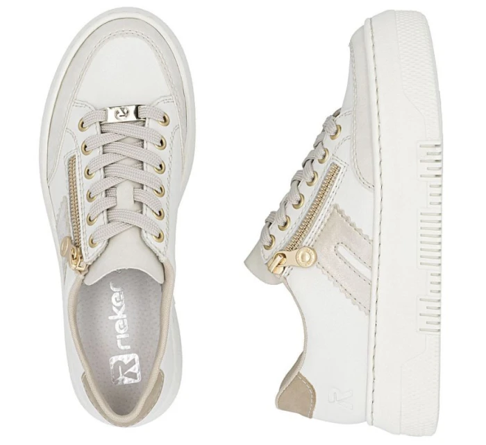 Dámské kožené tenisky na platformě béžové Rieker M1912-80 Dámské kožené tenisky na platformě béžové Rieker M1912-80