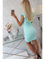 Šaty s nařasenými rukávy v mátové barvě Šaty s nařasenými rukávy v mátové barvě