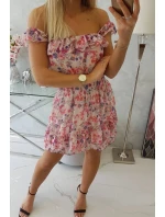 Šaty s pruhy v pase v pudrově růžové barvě Šaty s pruhy v pase v pudrově růžové barvě