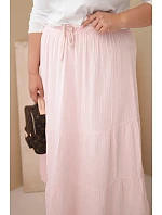 Dámská sukně Plus Size bavlněná mušelínová s volánem a gumou bonbónově růžová Dámská sukně Plus Size bavlněná mušelínová s volánem a gumou bonbónově růžová