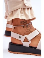 Dámské sandály na suchý zip Světle béžová model 21615530 - Zaxy