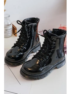 Dětské Boty Lakovane Se Zipem Černá Tibbie