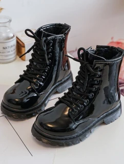 Dětské Boty Lakovane Se Zipem Černá Tibbie