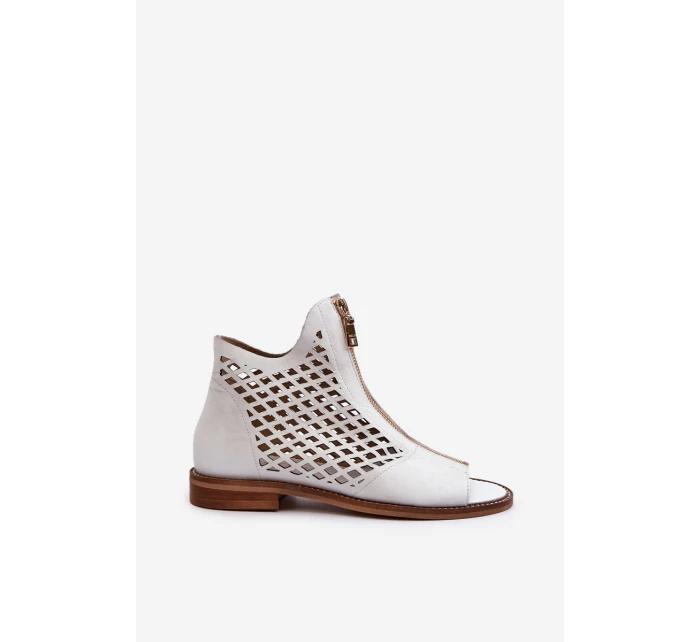 Ažurové Sandály Na Zip Bílé model 21659870 - Zazoo