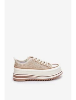 Dámské Tenisky Na Masivní Platformě S.Barski BF51-101 Béžové Dámské Tenisky Na Masivní Platformě S.Barski BF51-101 Béžové