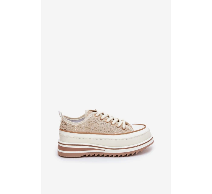 Dámské Tenisky Na Masivní Platformě S.Barski BF51-101 Béžové Dámské Tenisky Na Masivní Platformě S.Barski BF51-101 Béžové