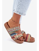 Dámské sandály se zlatými přezkami na platformě vícebarevné Meretta