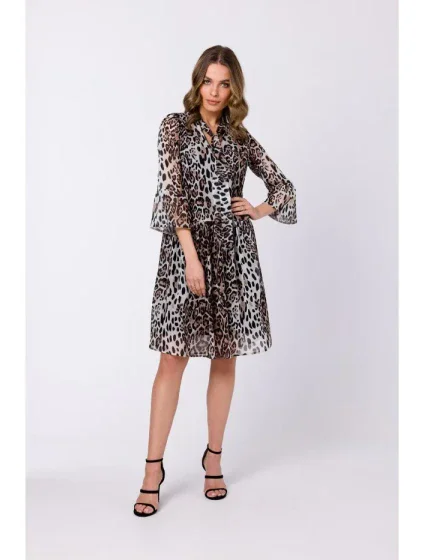 S337 Šifonové šaty s vázaným výstřihem - model 2 S337 Šifonové šaty s vázaným výstřihem - model 2