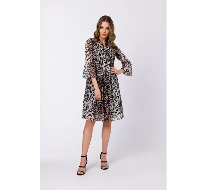 S337 Šifonové šaty s vázaným výstřihem - model 2 S337 Šifonové šaty s vázaným výstřihem - model 2