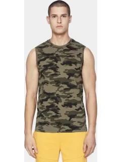 Pánské tričko bez rukávu D4L20 TSM306M Khaki zelená - 4F