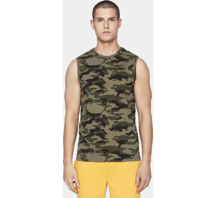 Pánské tričko bez rukávu D4L20 TSM306M Khaki zelená - 4F