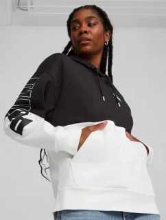 Dámská mikina s kapucí 676023 01 Černá s bílou - Puma