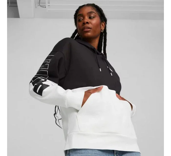 Dámská mikina s kapucí 676023 01 Černá s bílou - Puma