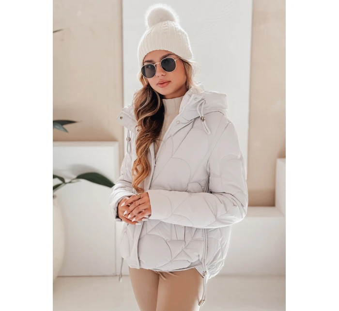 Dámská zimní bunda LOVEWARM krátká prošívaná s kapucí bílá FashionStreet TY5042