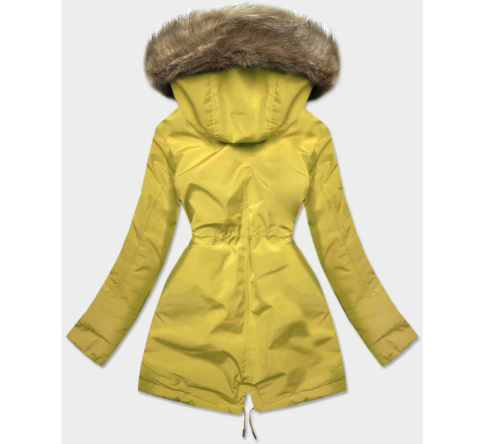 Citronovo-béžová teplá dámská zimní bunda (W559)