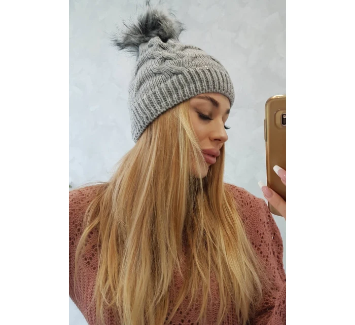 Fleecová čepice Ela K242 světle šedá