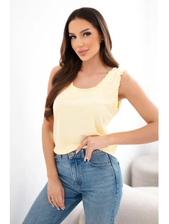 Dámská viskózová halenka s volánkem u výstřihu žlutá