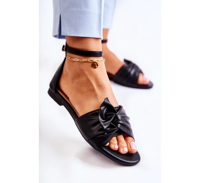 Módní dámské kožené sandály černé model 21587781 - EVENTO