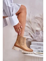 Dámské Botky Na Plochém Podpatku Kožené Lewski 3611 Hnědé