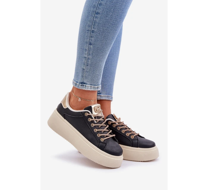 na platformě s ozdobnými šňůrkami černé model 21683454 - Boto na platformě s ozdobnými šňůrkami černé model 21683454 - Boto