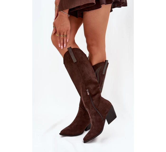 Dámské Boty Se Na Podpatku Čokoládové model 21704697 - Boto