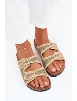 Háčkované Dámské Sandály Se Zlatými Přezkami Zelené Fenira Háčkované Dámské Sandály Se Zlatými Přezkami Zelené Fenira