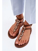 Dámské žabky s ozdobami Hnědé Dorena