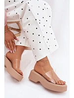 Dámské sandály na platformě s průhledným páskem Béžové Selestia Dámské sandály na platformě s průhledným páskem Béžové Selestia