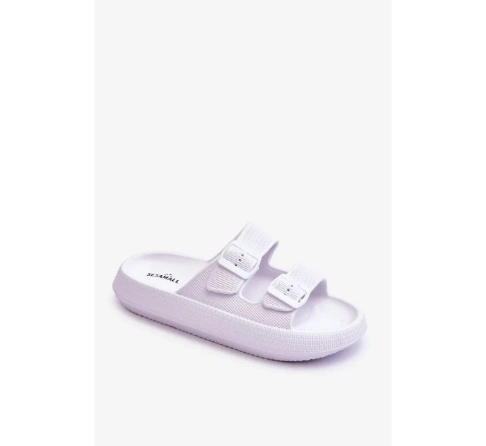 Dámské pěnové sandály s pruhy Bíle Sharmen