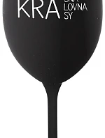 KRÁSNÁ KRÁLOVNA KRÁSY - černá sklenice na víno 350 ml