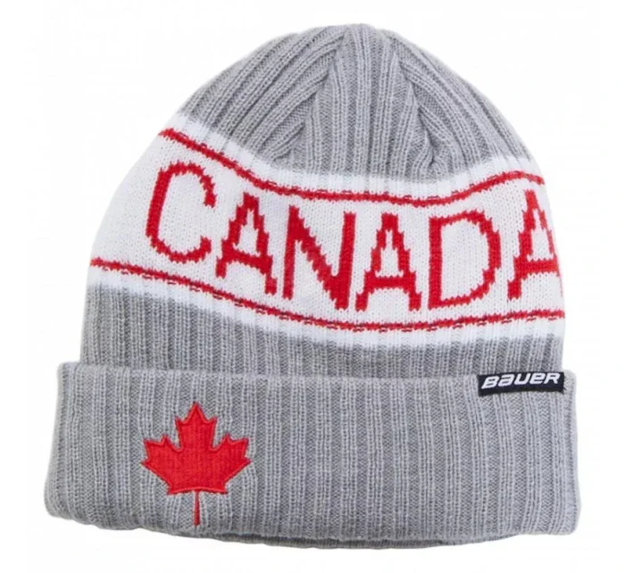 Unisex pletená čepice model 20826089 Šedá s bílou a červenou - Bauer