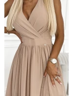 362-6 JUSTINE Dlouhé šaty s výstřihem a kosticemi - BEACH 362-6 JUSTINE Dlouhé šaty s výstřihem a kosticemi - BEACH