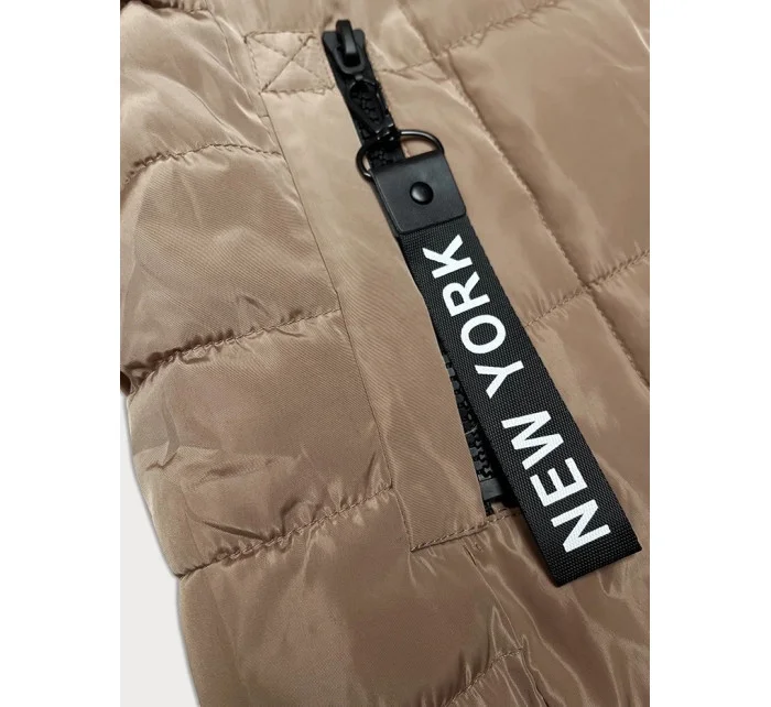 Tmavě béžová dámská vesta s kapucí model 21339612 - S'WEST Tmavě béžová dámská vesta s kapucí model 21339612 - S'WEST