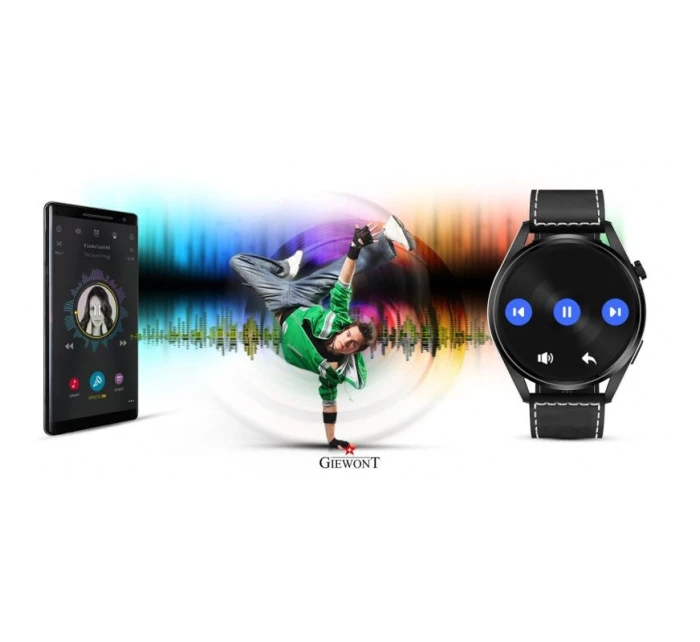 Chytré hodinky GIEWONT Vertex SmartCall GW450-2 Carbon/Carbon Leather