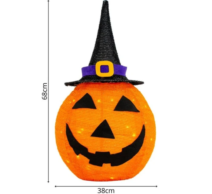 DEKORATIVNÍ DÝNĚ S KLOBOUKEM 68CM HALLOWEEN 30LED