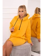 Šaty s kapucí a bočním rozparkem broskvové Šaty s kapucí a bočním rozparkem broskvové