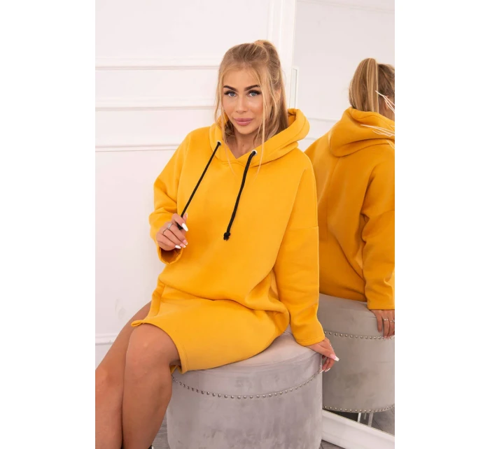 Šaty s kapucí a bočním rozparkem broskvové Šaty s kapucí a bočním rozparkem broskvové