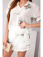 Dámský komplet košile s krátkým rukávem a  ecru model 22048749 - K-Fashion