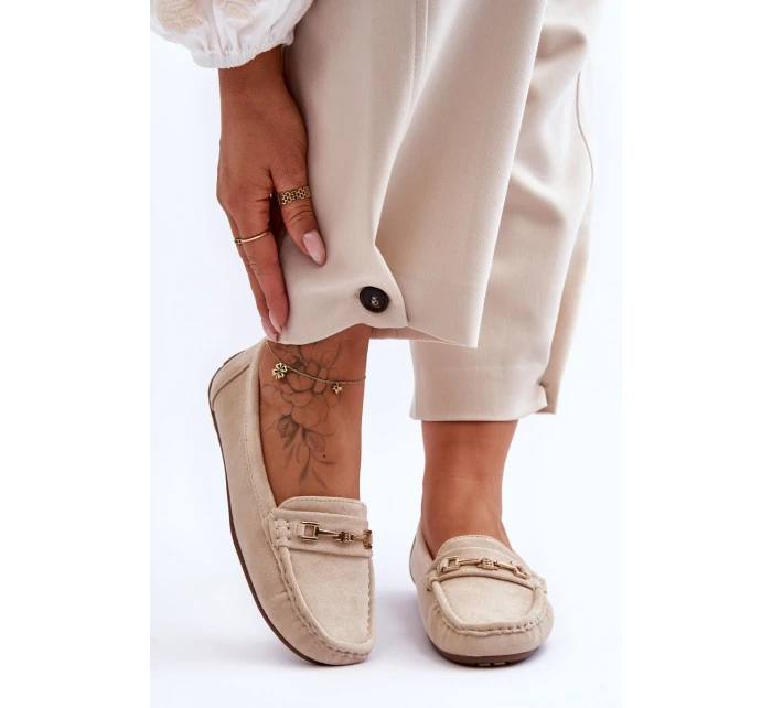 Dámské klasické semišové mokasíny béžové model 21625472 - Boto Dámské klasické semišové mokasíny béžové model 21625472 - Boto