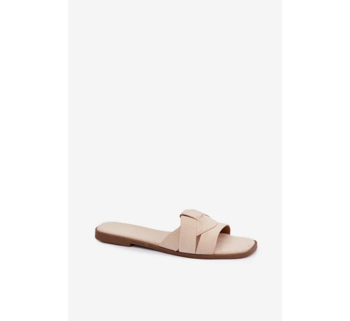 Dámské ploché sandály s Eko semišové světle béžové model 21943332 - Boto