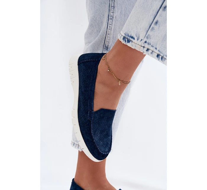 Dámské mokasíny z přírodního semiše Vinceza 95360 tmavě modré Dámské mokasíny z přírodního semiše Vinceza 95360 tmavě modré