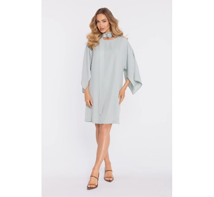 model 22040609 Šaty s ozdobnými širokými rukávy mátové - Moe