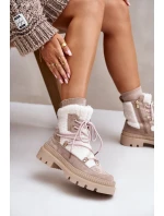 Kotníkové boty s beránkovým kožíškem béžové Merilana Kotníkové boty s beránkovým kožíškem béžové Merilana